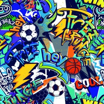 Tapeta Młodzieżowa Sport Graffiti Piłka Nożna - obrazek 2