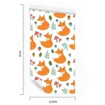 Tapeta Minimalistyczne Lisy Z Liśćmi - obrazek 3