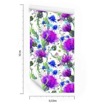 Tapeta Do Jadalni Kwiaty Rośliny Liście Ważka Łąka - obrazek 3