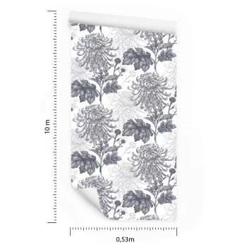 Tapeta Czarno-Białe Chryzantemy - obrazek 3