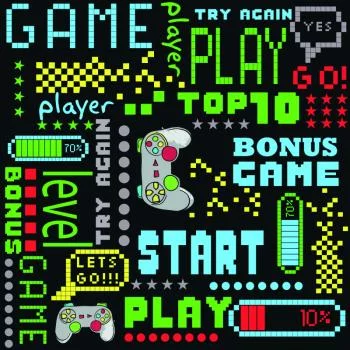 Tapeta Do Pokoju Chłopca Kolorowe Piksele Napisy - obrazek 2