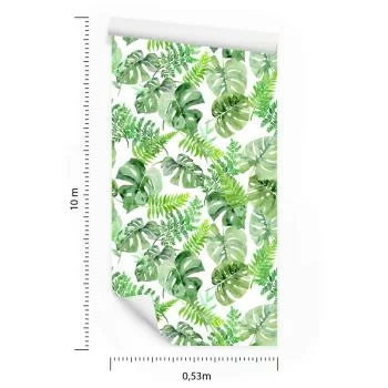 Tapeta Tropikalne Liście Malowane Akwarelą - obrazek 3