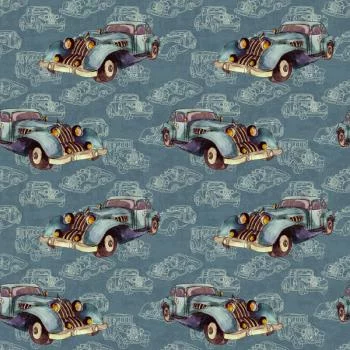 Tapeta Dla Dzieci - Starodawne Auta Malowane Akwarelą W Stylu Vintage - obrazek 2