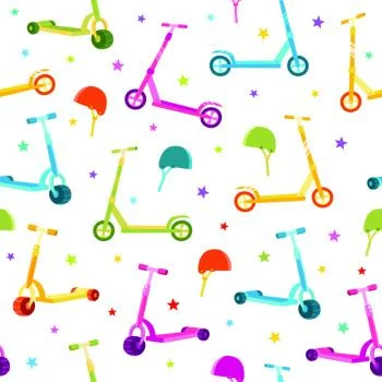 Tapeta Kolorowe Hulajnogi Z Kaskami - obrazek 2