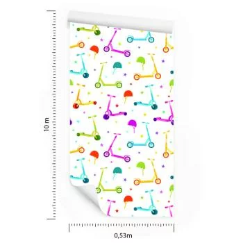 Tapeta Kolorowe Hulajnogi Z Kaskami - obrazek 3