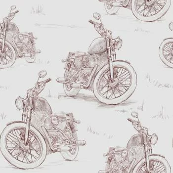 Tapeta Szkicowane Retro Motocykle 3D - obrazek 2
