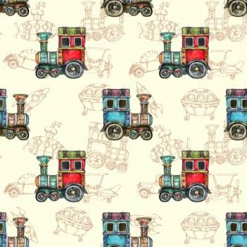 Tapeta Zabawkowe Parowozy Vintage - obrazek 2