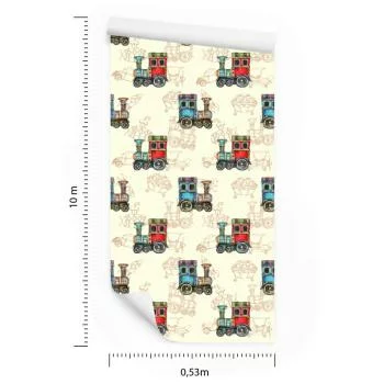 Tapeta Zabawkowe Parowozy Vintage - obrazek 3