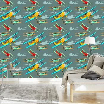 Tapeta Kolorowe Samoloty Retro