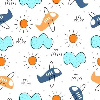 Tapeta Minimalistyczne Bajkowe Samoloty - obrazek 2