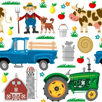 Tapeta Traktory I Zwierzątka Na Farmie - obrazek 2