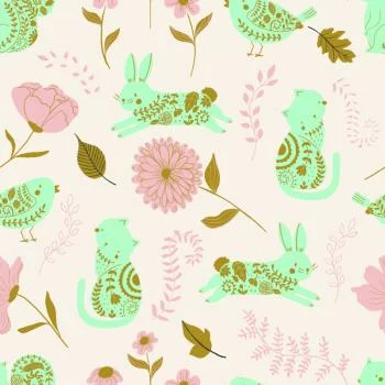 Tapeta Dla Dzieci - Kolorowe Zwierzęta W Ogrodzie - obrazek 2