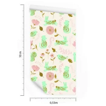 Tapeta Dla Dzieci - Kolorowe Zwierzęta W Ogrodzie - obrazek 3