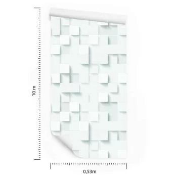 Tapeta Biała Nowoczesna Mozaika - Efekt 3D - obrazek 3