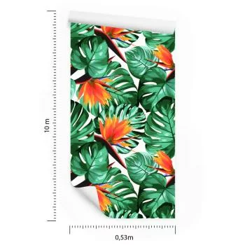 Tapeta Tropikalne Liście I Kwiaty - obrazek 3