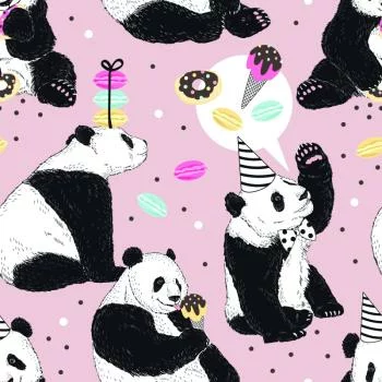 Tapeta Dla Dzieci - Panda I Słodycze - obrazek 2