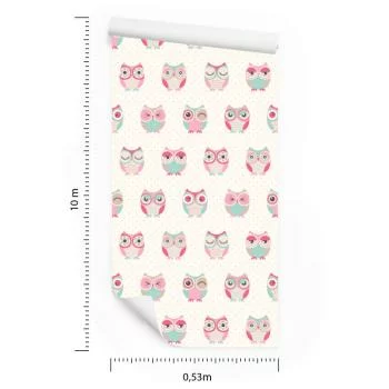 Tapeta Dla Dzieci - Kolorowe Sowy - obrazek 3