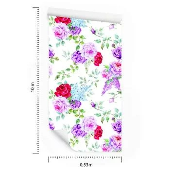 Tapeta Kolorowe Róże - Akwarela Vintage - obrazek 3