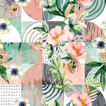 Tapeta Modernistyczny Kwiatowy Patchwork - obrazek 2