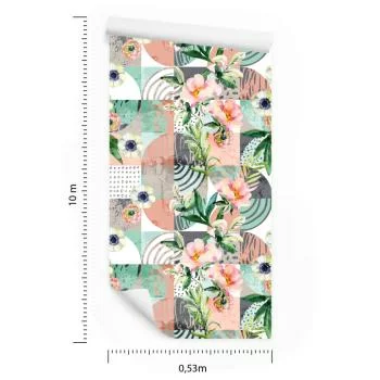 Tapeta Modernistyczny Kwiatowy Patchwork - obrazek 3