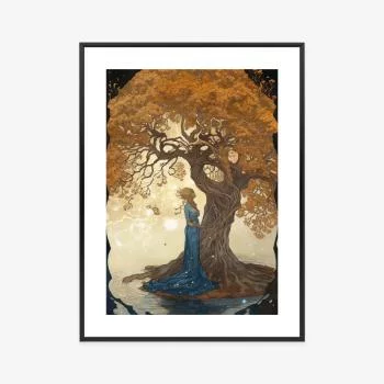 Plakat w ramie - kobieta przy rozgałęzionym drzewie - obrazek 3