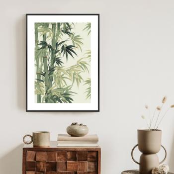 Plakat w ramie - bambus z jasnymi liśćmi