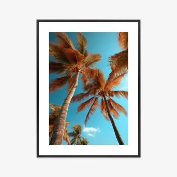 Plakat w ramie - niebieskie niebo i wysokie palmy - obrazek 3