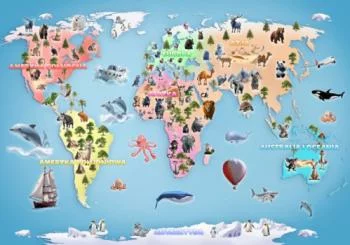 Fototapeta - kolorowa mapa świata dla dzieci - obrazek 2
