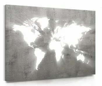 Obraz na płótnie - biała mapa świata