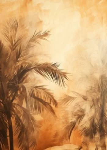 Plakat w ramie - tropikalne palmy w kolorze pustyni - obrazek 2