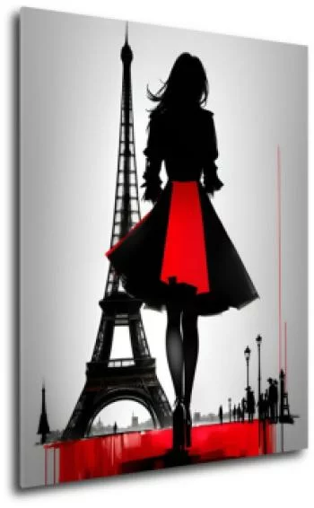 Obraz - kobieta w czerwono-czarnej sukience