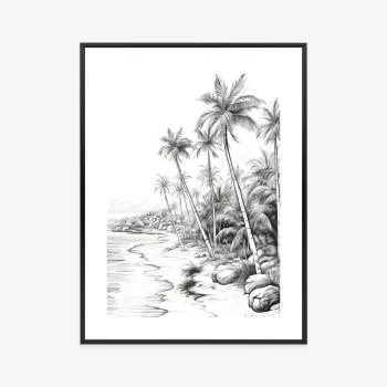Plakat w ramie - plaża z palmami i piaszczystym wybrzeżem - obrazek 3