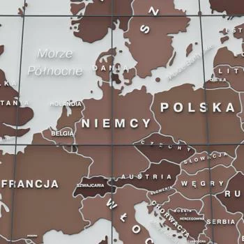 Obraz na ścianę - mapa świata w języku polskim