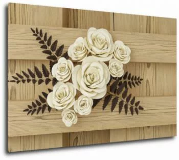 Obraz kwiaty - kompozycja na drewnie