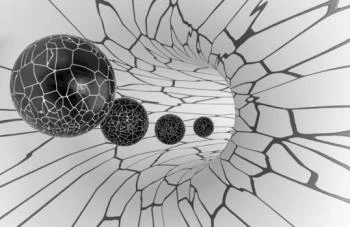 Fototapeta 3D - kule spękane w tunelu - obrazek 2