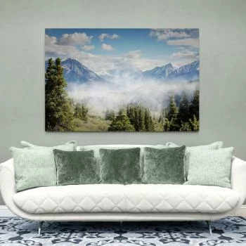 Obraz - góry, las i mgła