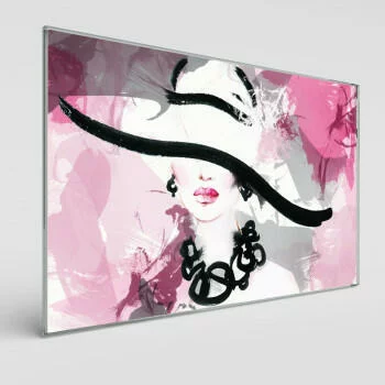 Obraz na szkle - kobieta w kapeluszu