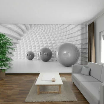 Fototapeta 3D tunel i metaliczne kule