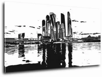 Obraz czarno-biały miasto w oddali - obrazek 2