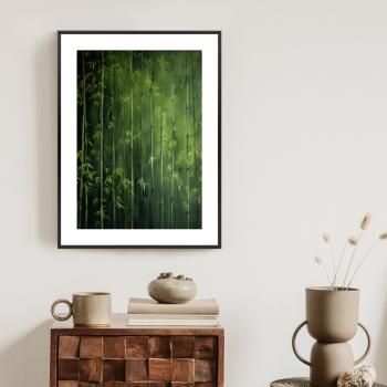Plakat w ramie - zielony las bambusowy