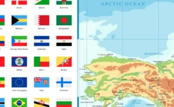 Obraz - fizyczna mapa świata z flagami - obrazek 3