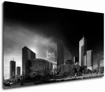 Warszawa nocą obraz czarno biały 180x100cm