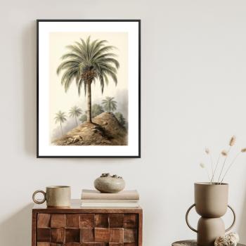 Plakat w ramie - botaniczna palma na pustynnym krajobrazie