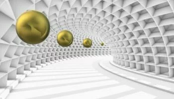 Fototapeta 3D - złote kule w tunelu - obrazek 2